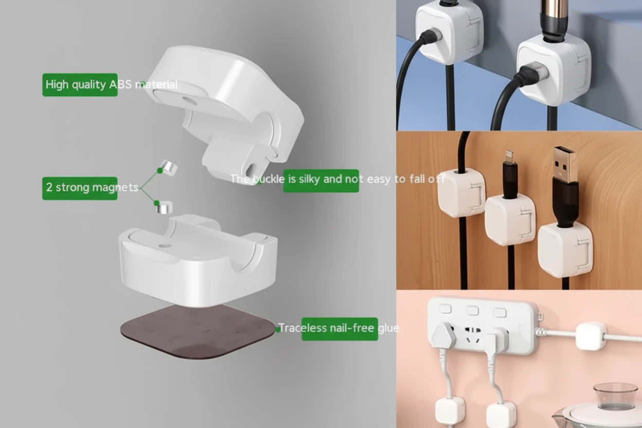Magnetic Cable Organizer Set- Tangle-Free Clips for Chargers & Cords